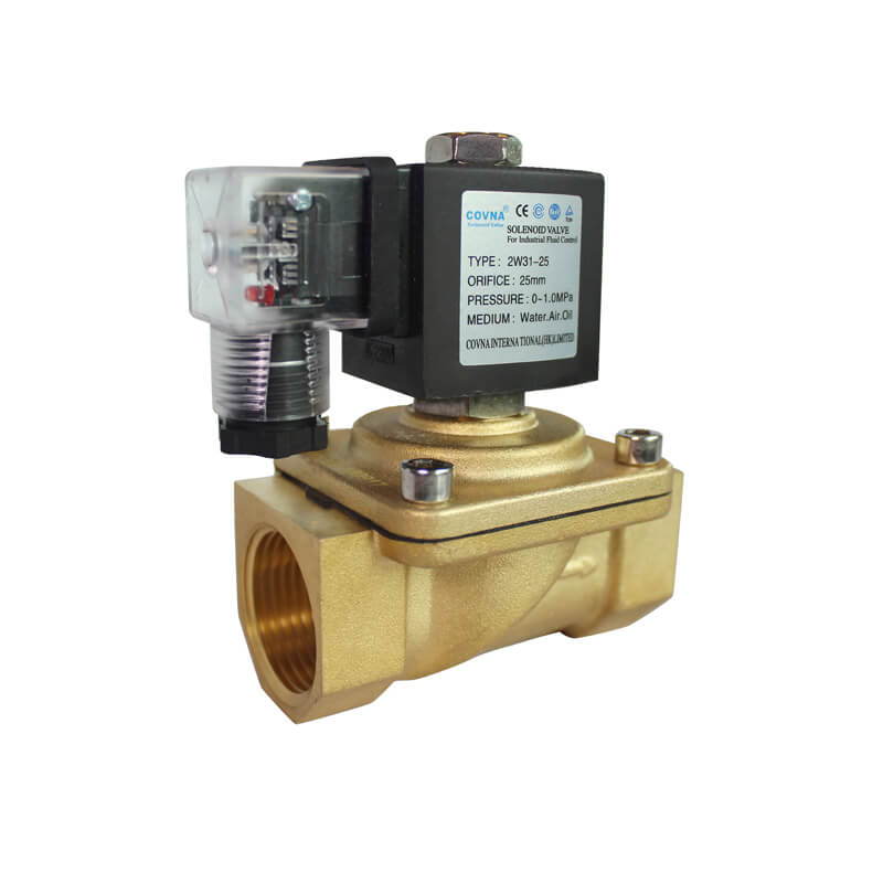 2W31 Brass Solenoid Valve With LED Light – Direct Acting